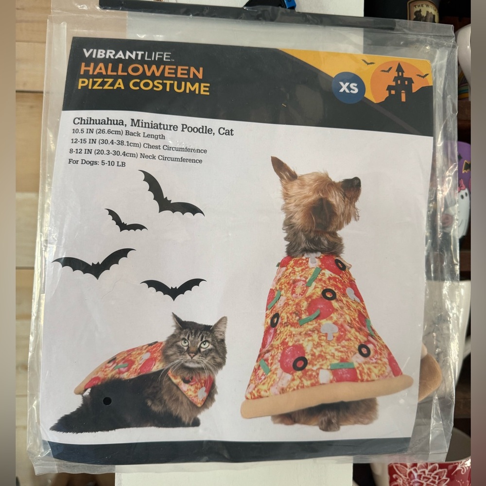 Pizza Costume Pet Size X Small Dog Cat  (5-10 lbs) Halloween